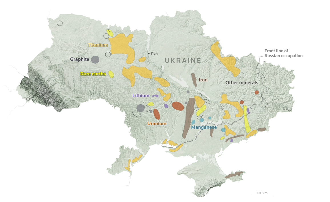 Bản đồ khoáng sản của Ukraine. Ảnh: Reuters.