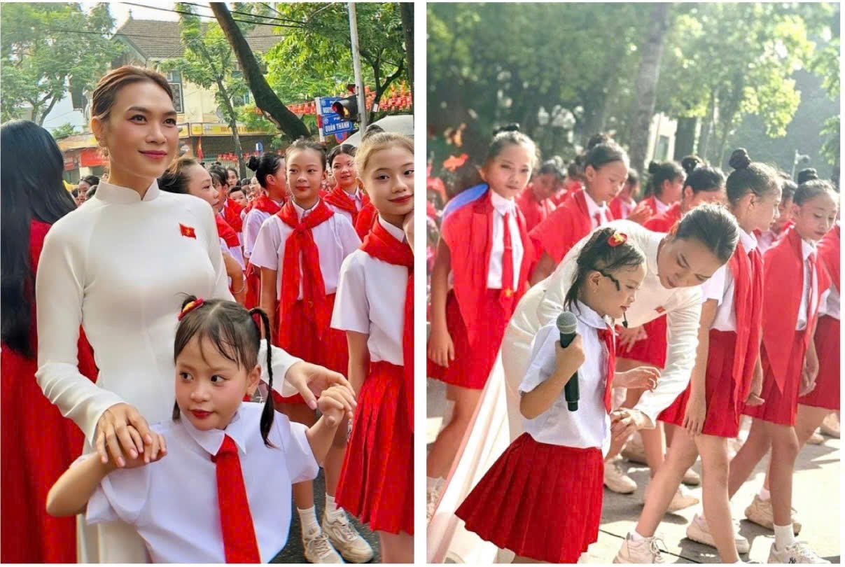 Thủy Tiên được ca sỹ Mỹ Tâm ân cần chăm sóc. Ảnh: NVCC. Anh 1.jpeg