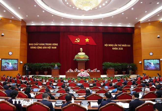 Hội nghị Trung ương 12 có ý nghĩa đặc biệt quan trọng, được triệu tập sớm hơn gần 3 tháng so với kế hoạch đề ra. (Ảnh: Thống Nhất/TTXVN). 18-7 TBT2.jpg