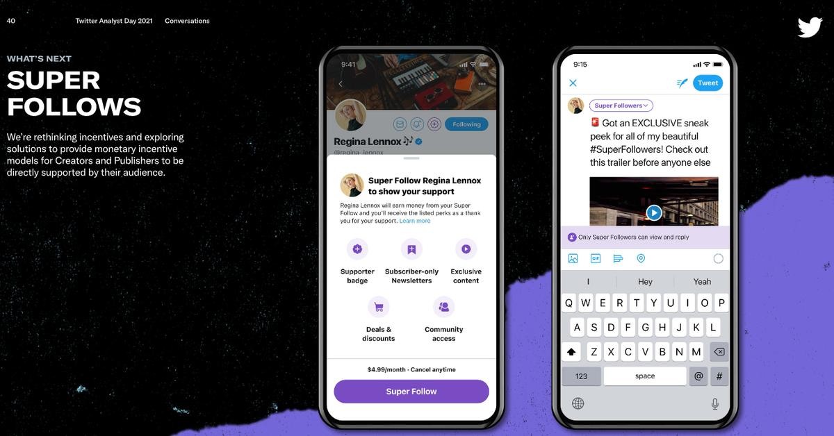 Tính năng Super Follows của Twitter.