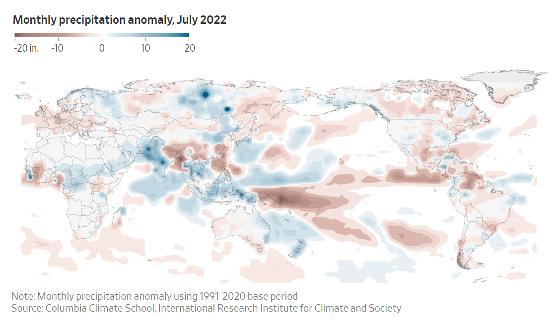 Lượng mưa bất thường được ghi nhận trong tháng 7/2022 (Ảnh: Columbia Climate School) Lượng mưa bất thường được ghi nhận trong tháng 7/2022 (Ảnh: Columbia Climate School)