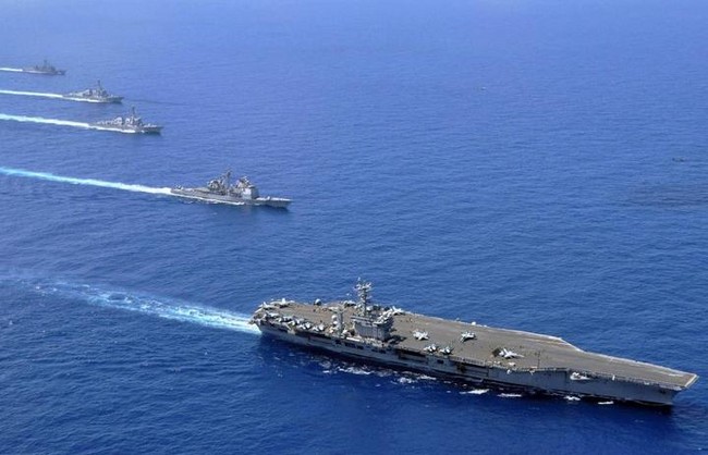 Cụm tấn công tàu sân bay USS Nimitz trên Biển Đông. Ảnh: Business Insider.