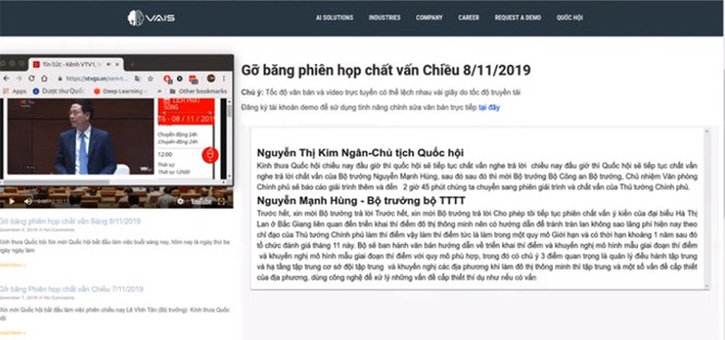 Phần mềm chuyển giọng nói sang văn bản của VAIS được Quốc hội khóa XIV áp dụng, Chủ tịch QH Nguyễn Thị Kim Ngân và Bộ trưởng Nguyễn Mạnh Hùng khen “rất tốt” - ảnh 1