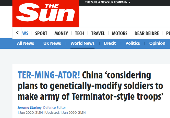 Truyền thông Anh viết Trung Quốc có kế hoạch cải tạo gene binh sĩ, báo Trung Quốc bác bỏ - ảnh 1