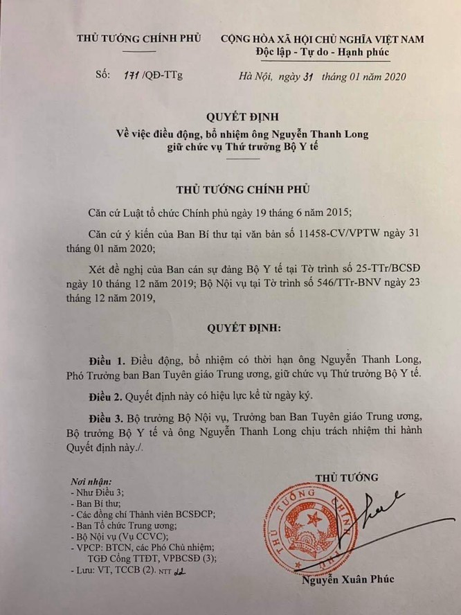 GS.TS. Nguyễn Thanh Long bất ngờ trở lại làm Thứ trưởng Bộ Y tế - ảnh 1