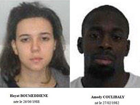 Boumeddiene và Amedy Coulibaly. Ảnh: Telegraph