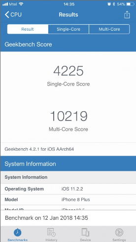 Điểm AnTuTu của iPhone 8 trên phiên bản iOS 11.2.2. Nguồn: GSMArena