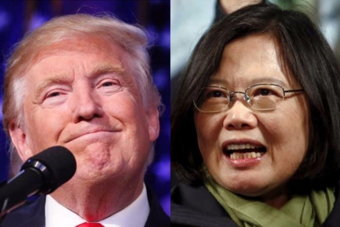 Tổng thống đắc cử Mỹ Donald Trump và Tổng thống Đài Loan Thái Anh Văn. Ảnh: guancha