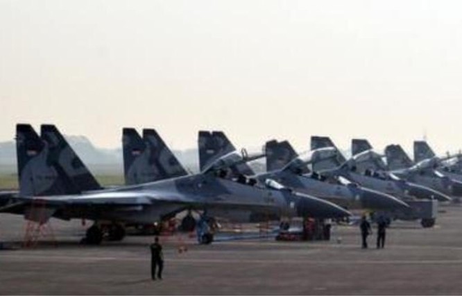 Phi đội máy bay chiến đấu Su-30MKK của Không quân Indonesia. Ảnh: Sina