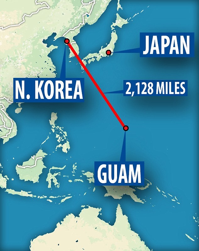 Triều Tiên đe dọa có thể tấn công căn cứ Guam của Mỹ bất cứ lúc nào bằng tên lửa tầm xa
