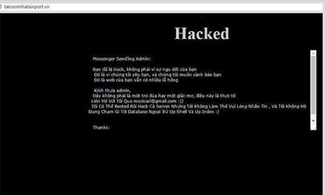 Website sân bay Tân Sơn Nhất lại bị hack? ảnh 1