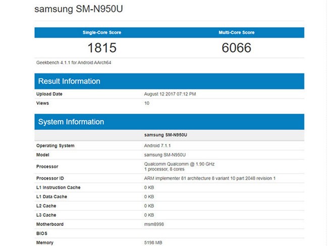Galaxy Note 8 chạy chip Snapdragon 835 lộ điểm hiệu năng ảnh 1
