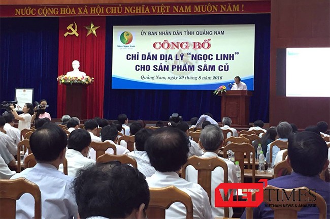 Chiều 29/8, UBND tỉnh Quảng Nam tổ chức Công bố Chỉ dẫn địa lý "Ngọc Linh" cho sản phẩm sâm củ của địa phương