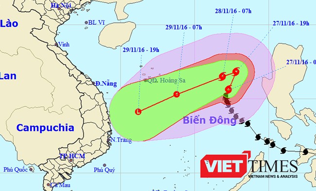 Bão số 9 đang hướng mưa lớn đổ bộ Đà Nẵng-Khánh Hoà 