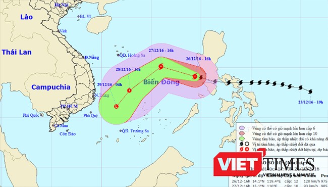 Dự báo đường đi của bão Nockten