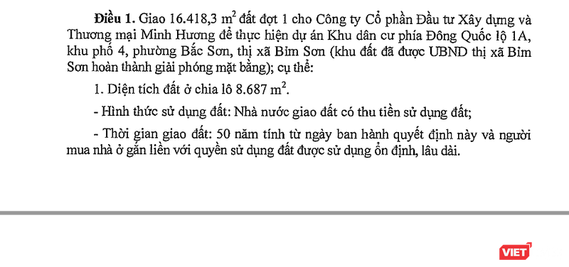 Công ty Minh Hương vừa được giao 1,6ha đất (đợt 1) để thực hiện dự án KDC phía Đông Quốc lộ 1A.