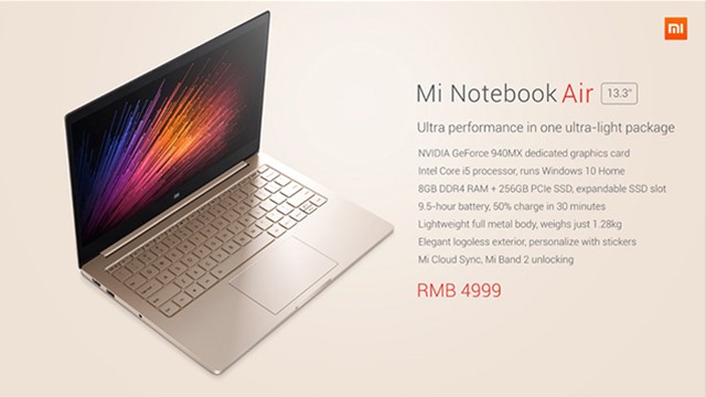 Xiaomi ra mắt laptop siêu nhẹ Mi Notebook Air