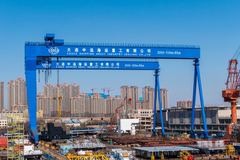 Nhà máy đóng tàu Đại Liên, một trong những cơ sở đóng tàu lớn của Trung Quốc (Ảnh: Chinatimes)