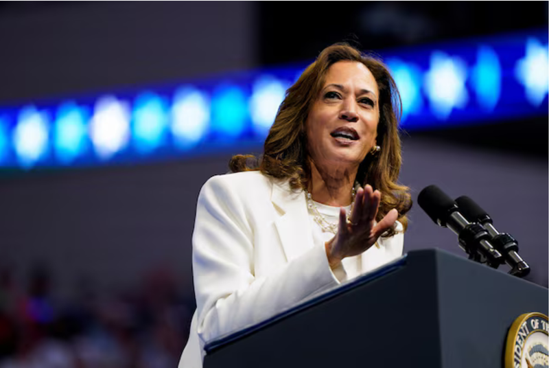 Ứng cử viên tổng thống đảng Dân chủ và Phó Tổng thống Hoa Kỳ, bà Kamala Harris phát biểu tại một cuộc vận động tranh cử ở Savannah, Georgia, Mỹ (Ảnh: Reuters)