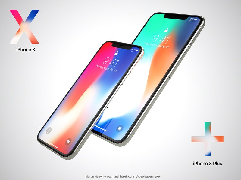 Hình ảnh dựng mặt trước của iPhone X thế hệ 2 và iPhone X Plus. Nguồn: Martin Hajek