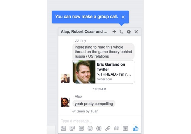Hình ảnh cho thấy Facebook Messenger sắp có thêm tính năng gọi điện theo nhóm ở phiên bản máy tính