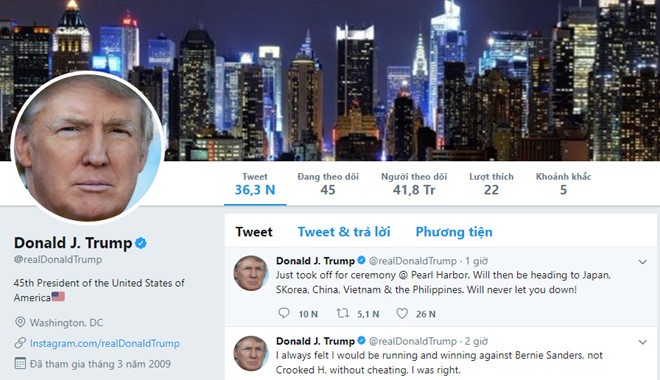 Tài khoản của ông Donald Trump bị chính nhân viên Twitter vô hiệu hóa.