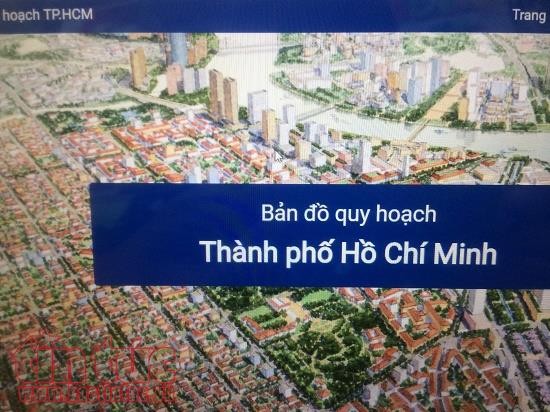 Giao diện phần mềm xem thông tin quy hoạch được Sở quy hoạch - Kiến trúc TP Hồ Chí Minh đang cho chạy thử, tiến tới áp dụng toàn thành phố vào cuối tháng 11 này.