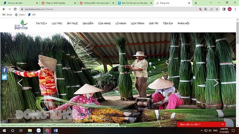 Giao diện website bentretourism.vn. (Ảnh: Đ. Cử)