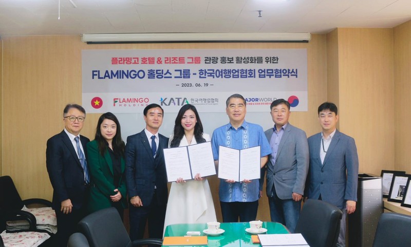 Lễ ký kết thỏa thuận hợp tác chiến lược giữa Flamingo Holding Group và KATA tại Seoul, Hàn Quốc.