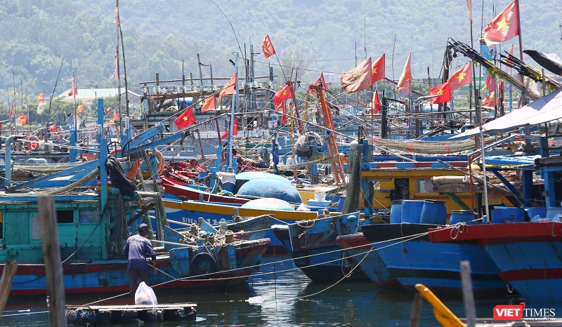 Thuyền thúng trên các tàu cá của ngư dân miền Trung