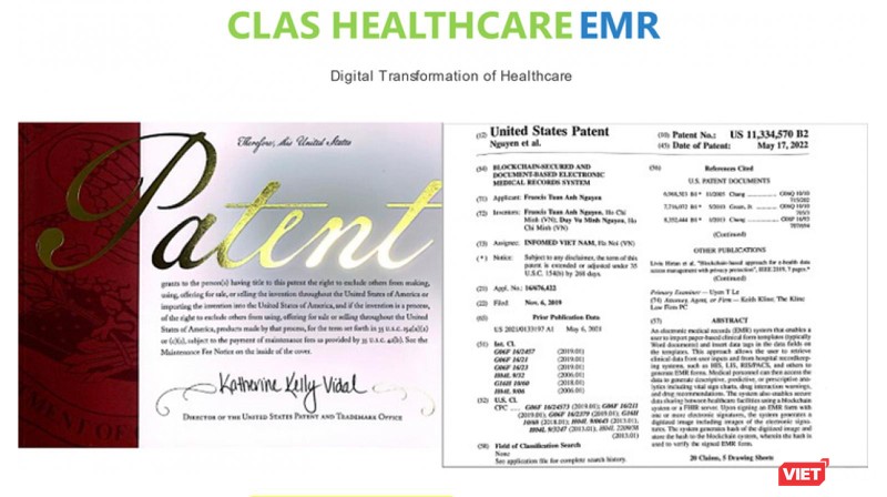 Bằng sáng chế được USPTO cấp cho giải pháp EMR về việc áp dụng công nghệ blockchain và e-document do INFOMED phát triển