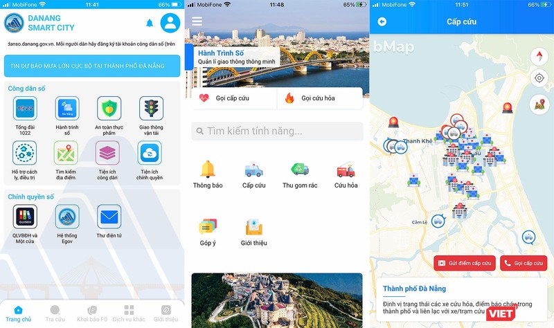 Ứng dụng trên App Danang Smart City