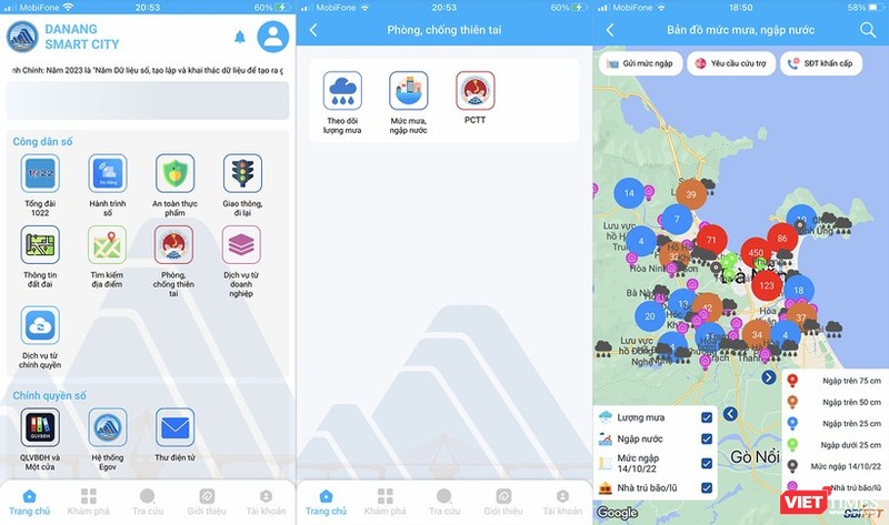 Hệ thống theo dõi mưa, ngập trên địa bàn TP Đà Nẵng được đưa lên ứng dụng Danang Smart City