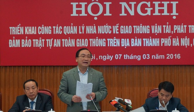 Bí thư Thành ủy Hà Nội phát biểu - Ảnh: M.Hà