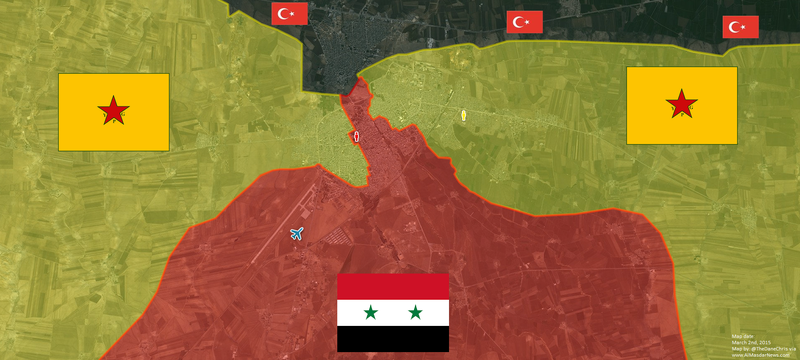 Bản đồ Qamishli, phân bổ lực lượng Syria - Kurd đến 01.05.2016 2016