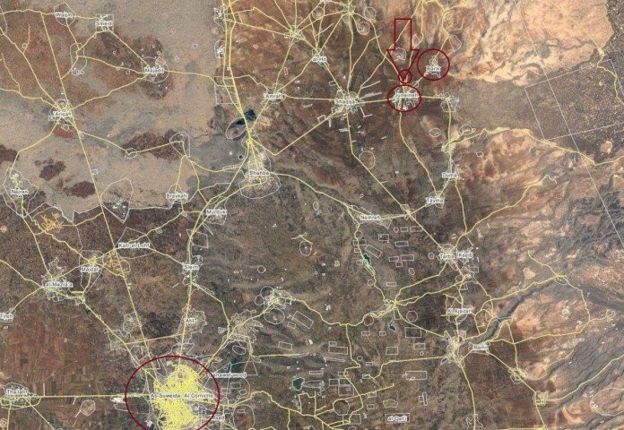 Bản đồ địa điểm cao điểm Aliyat thuộc tỉnh Sweida