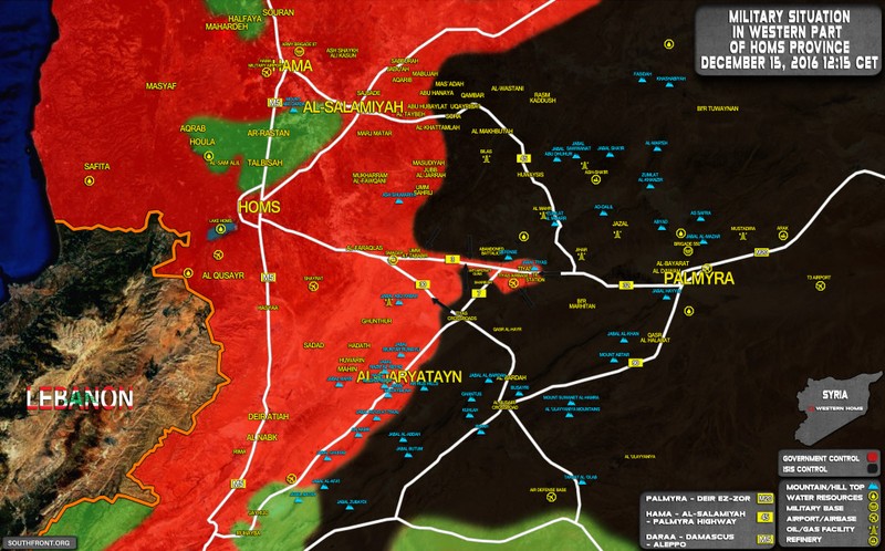 Bản đồ chiến sự tỉnh Homs, IS đe dọa bao vây sân bay T-4