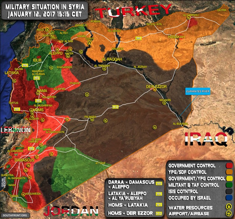 Tương quan lực lượng chiến trường Syria tính đến ngày 12.01.2017