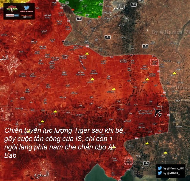 Chiến tuyến lực lưởng Tiger trên chiến trường đông Aleppo đang tiến sát gần Al-Bab