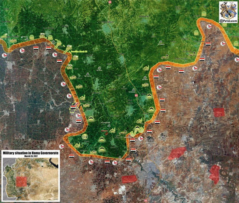 Bản đồ chiến sự miền bắc tỉnh Hama tính đến ngày 21.04.2017