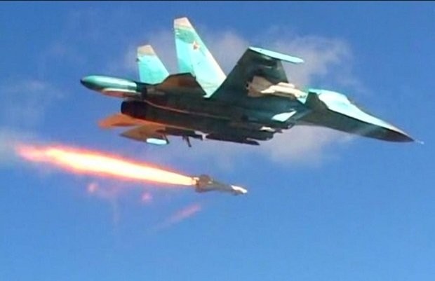 Máy bay Su-34 Nga sử dụng tên lửa không đối đất tiêu diệt mục tiêu khủng bố 