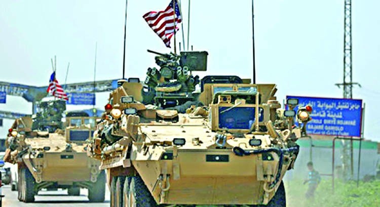 Xe thiết giáp của quân đội Mỹ trong địa phận tỉnh Qamishli