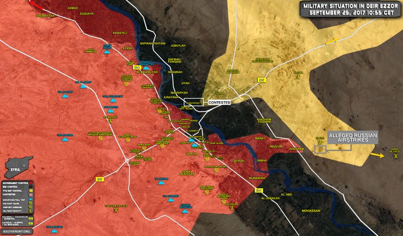 Những khu vực gia tăng căng thẳng trên chiến trường Deir Ezzor - bản đồ South Front