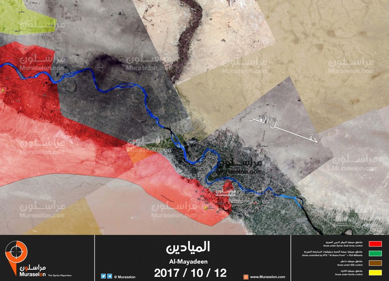 Chiến trường khu vực tỉnh Deir Ezzor tính đến ngày 12.10.2017 theo Muraselon