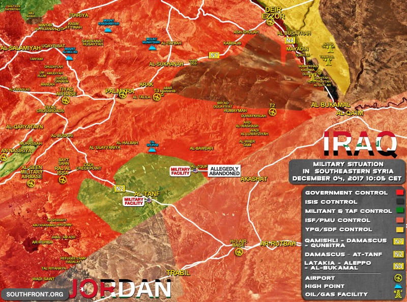 Bản đồ tình hình chiến sự Syria ngày 04.12.2017 theo South Front