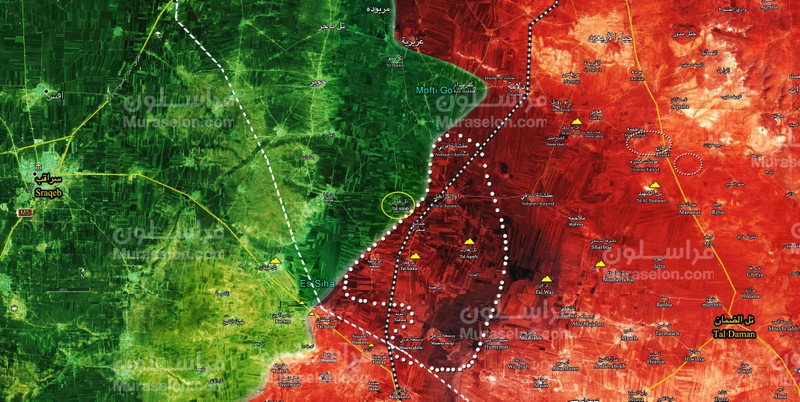 Vùng chiến sự tỉnh Idlib vừa được giải phóng - ảnh Muraselon