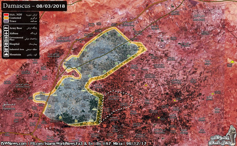 Tình hình chiến sự khu vực Đông Ghouta - ảnh Muraselon