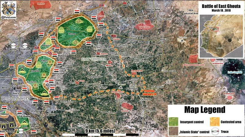 Quân đội Syria giải phóng gần 80 % diện tích khu vực Đông Ghouta. Anh Masdar News