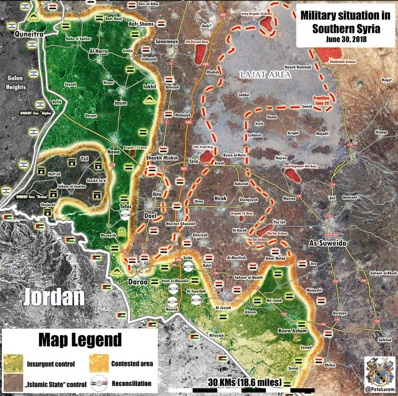 Tình hình chiến sự Syria tính đến ngày 30.06.2018 theo South Front