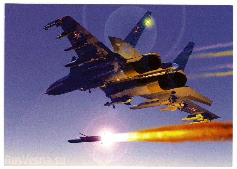 Máy bay ném bom chiến thuật Su-34 không kích. Ảnh minh họa của Rusvesna